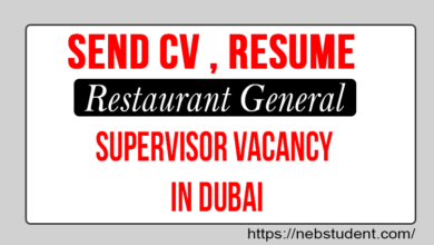 Restaurant General Supervisor Vacancy in Dubai